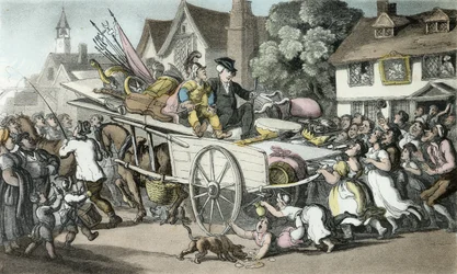 De dominee in gezelschap van rondtrekkende spelers, illustratie uit 
